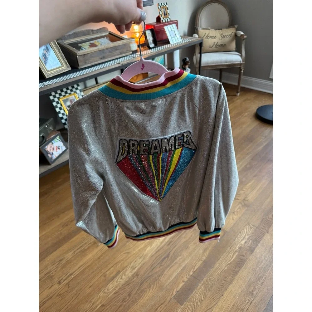 Lola & the boys dreamer‎ SEQUIN BOMBER jacket size 8